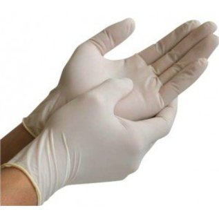 De latex handschoenen Gepoederd, wit