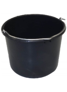 Bouwemmer zwart 12 liter, metalen beugel maatverdeling